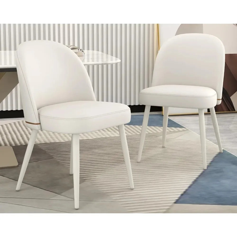 PU Leather Dining Chairs Set Of 2 Armless Curved Back