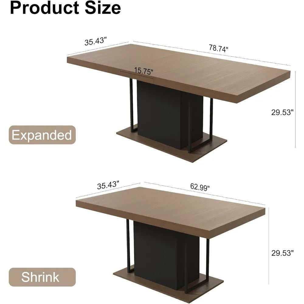 MKDK Extendable Farmhouse Dining Table For 6 To 10