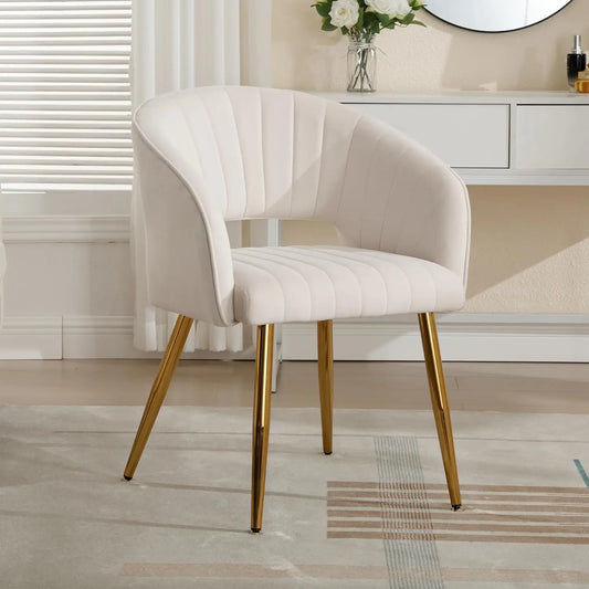 Desk Chair with No Wheels, Velvet Home Office Armchair Gold Legs, Upholstered Modern Accent Chairs, Side Chair for, Customized