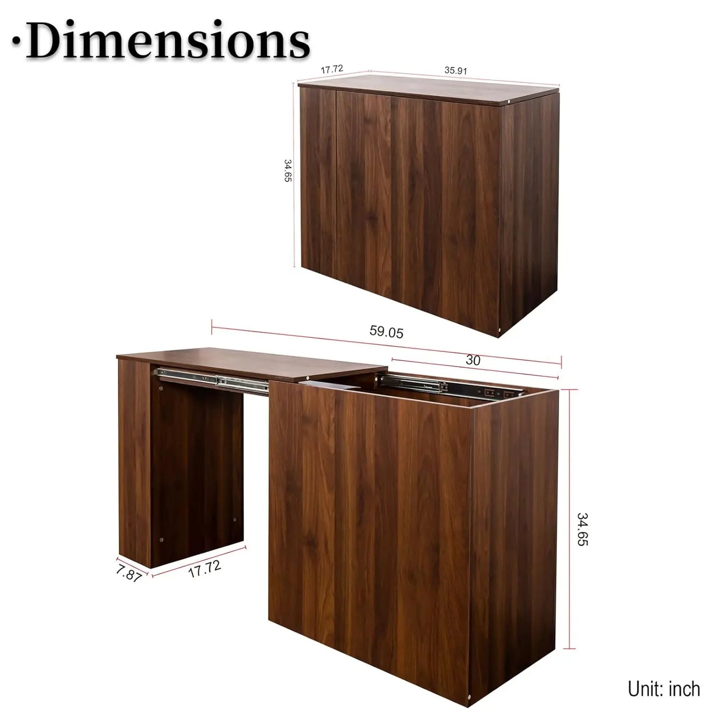 Extendable Counter Height Bar Table With Drawers And Shelves