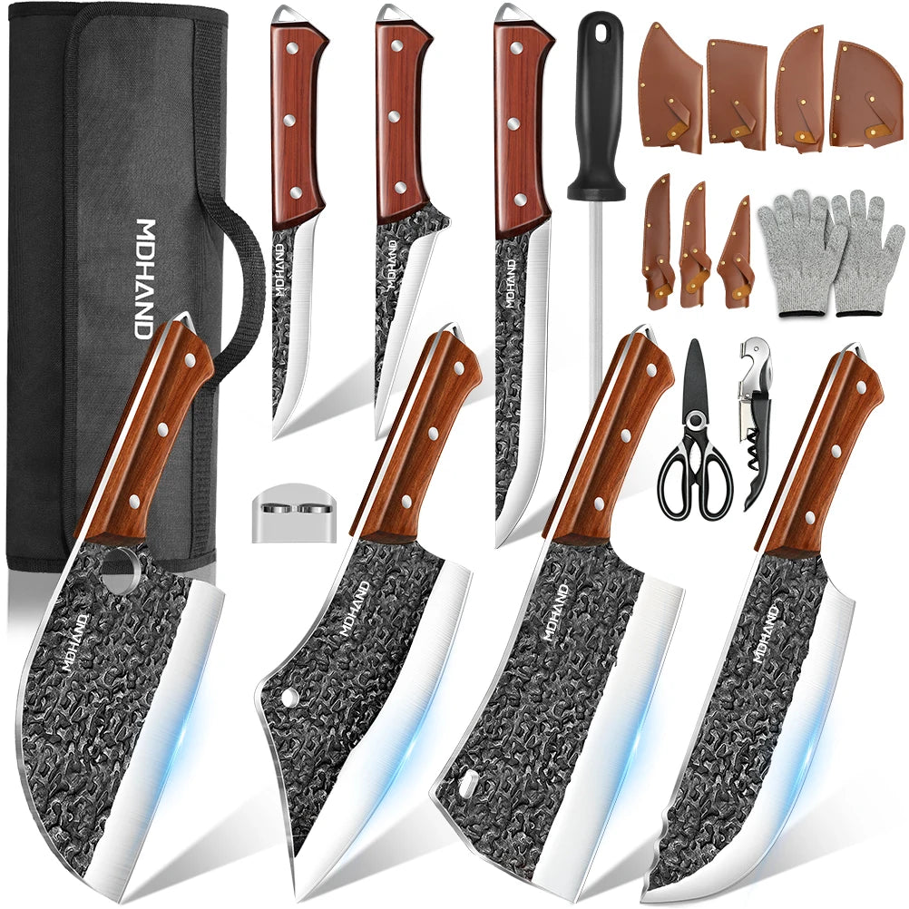 MDHAND Ultra Sharp 14pc Kitchen Knife Set With Cleaver