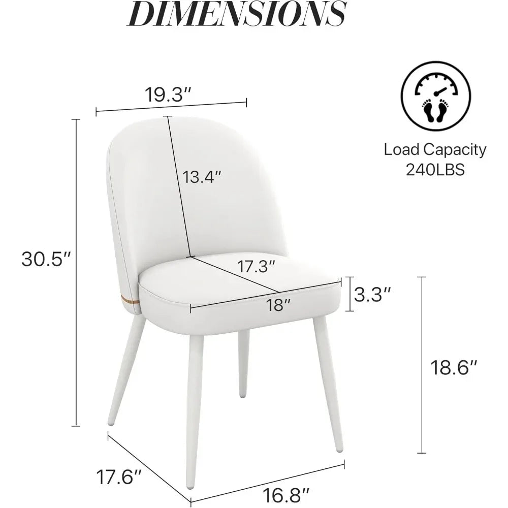 PU Leather Dining Chairs Set Of 2 Armless Curved Back