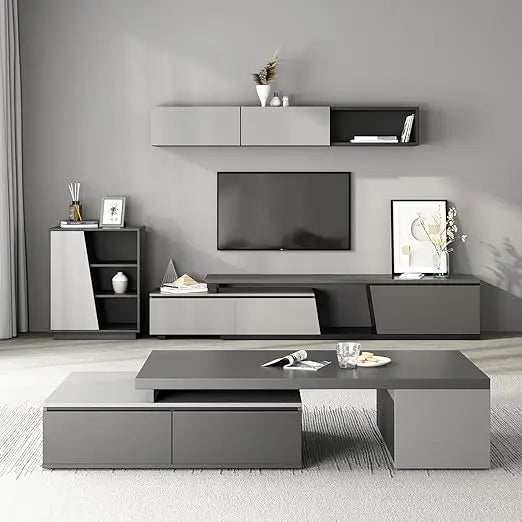 TROEC Extendable Modern Coffee Table With Storage Drawers