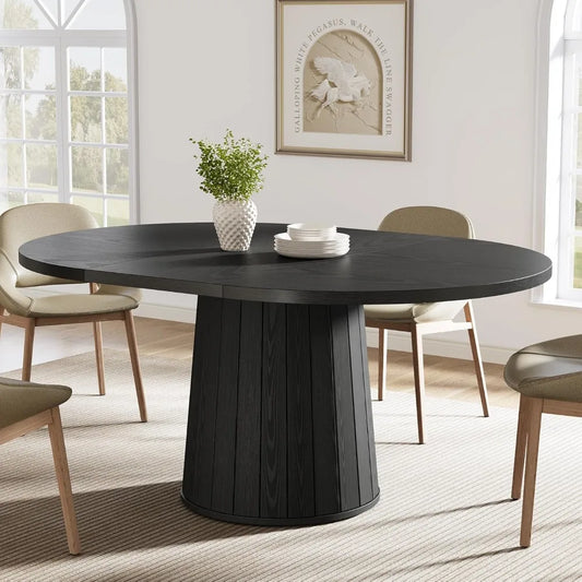 Oval Dining Table For Six With Cylindrical Pedestal