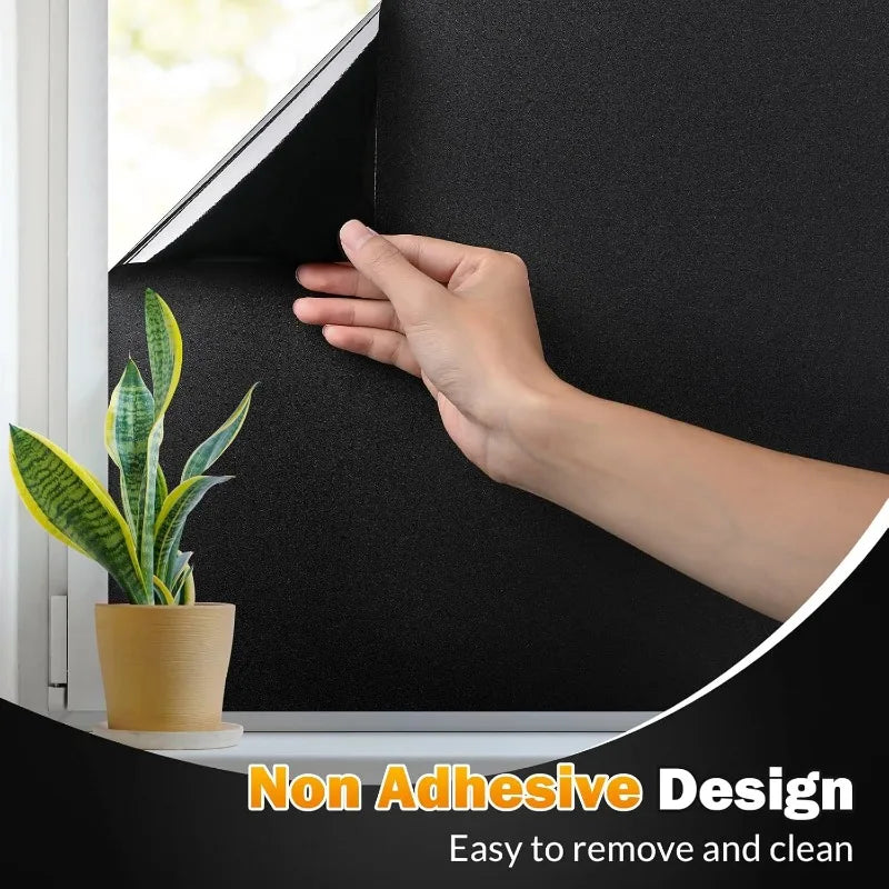 100% Blackout Window Film Removable Opaque Total Privacy & Sun Blocking Solution for Home Day Sleep Light Blocker